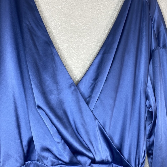 SER.OY.A Alisa Silk Mini Dress in Country Blue Size L - Picture 6 of 11